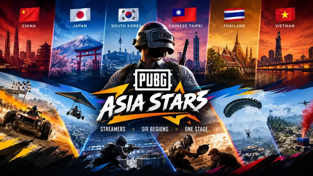 PUBG Asia Stars 2026 featuring streamers from six Asian regions