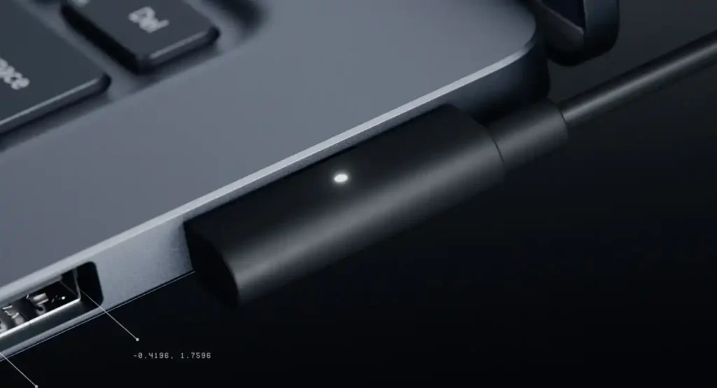 A close-up of the "Magnetic Connect" USB-C port, or the bright Pixel Sense display would work perfectly